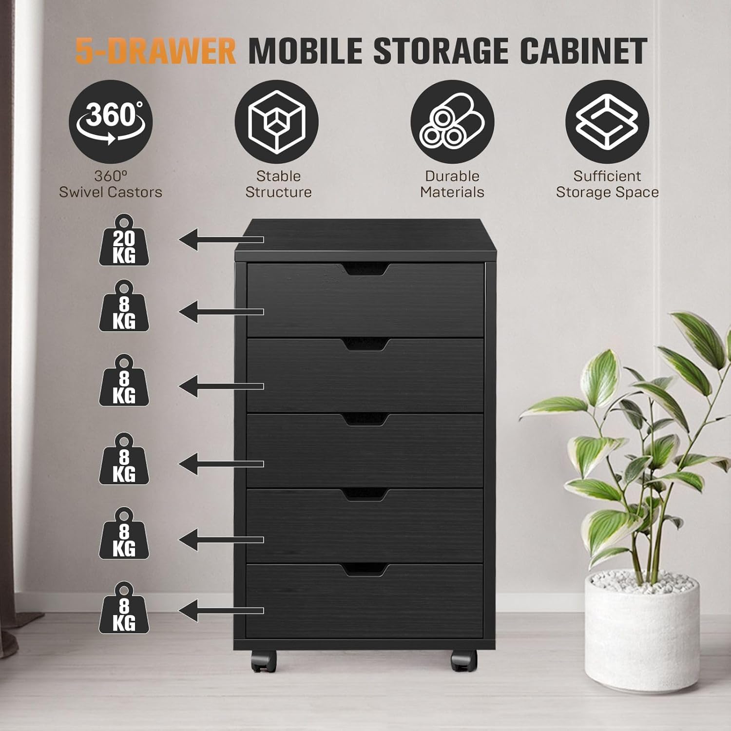 5 Drawer File Cabinet Mobile D - Commercial Printer review and price